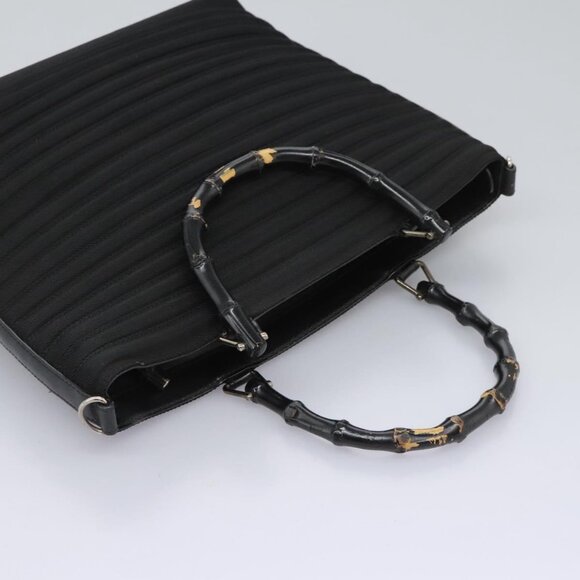 GUCCI Bamboo Hand Bag Canvas 2way Black 000 1705 0588 Auth ep7659 - Picture 6 of 16
